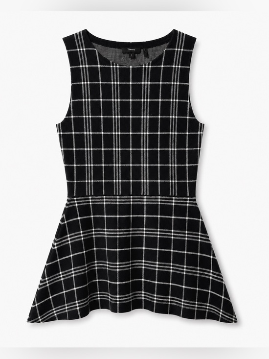 Theory Tops - NEW W/O TAG | Theory Women’s Blue & White Sleeveless Peplum Top (Size Small)
